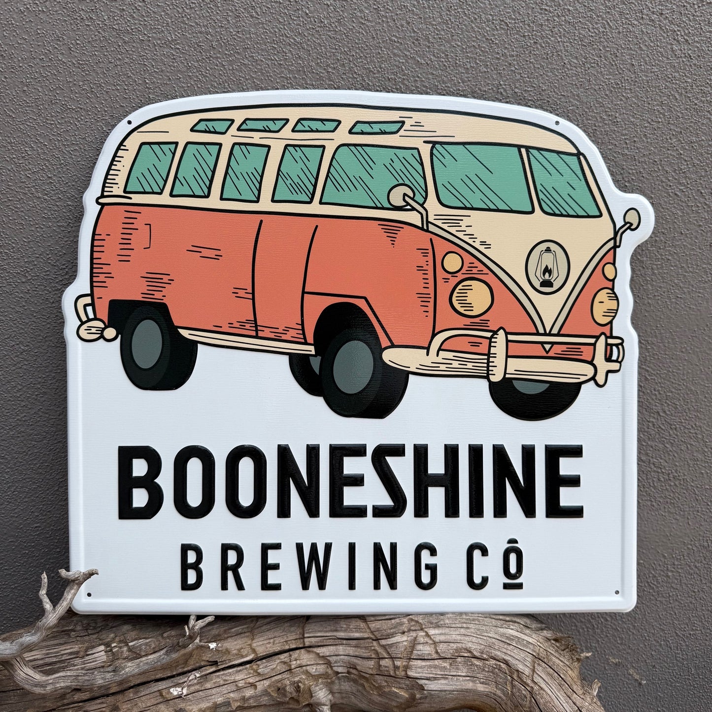 Booneshine Brewing Co Retro Van Bus Tin Tacker Collectible Metal Beer Sign
