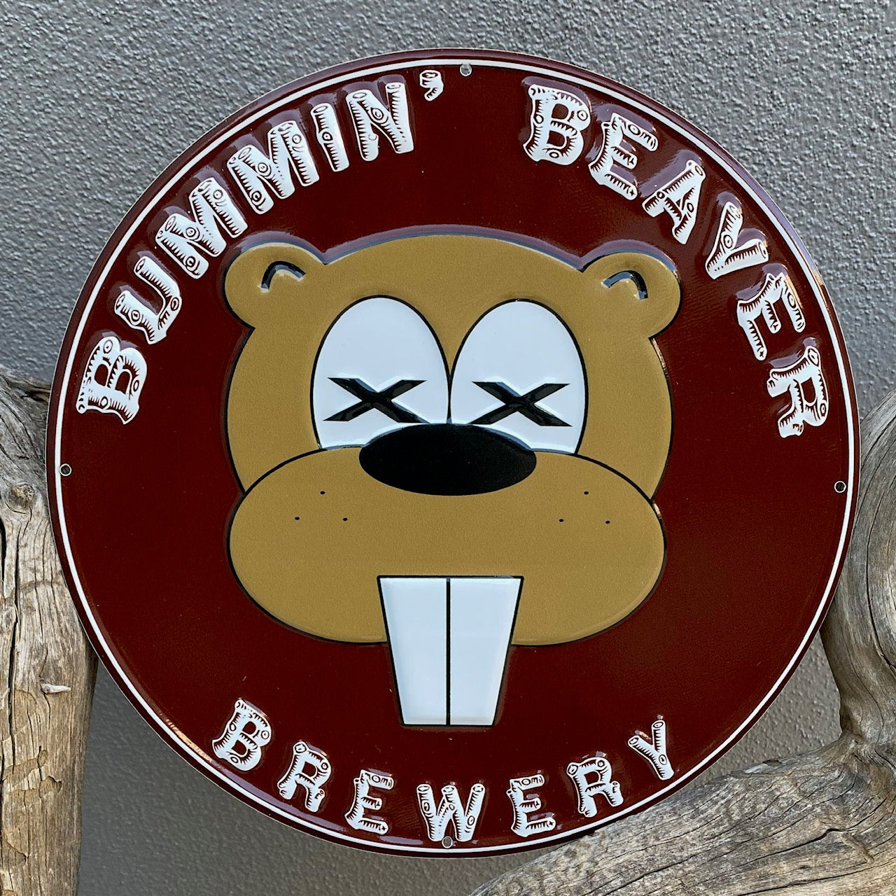 Bummin' Beaver Brewery Tin Tacker Metal Beer Sign