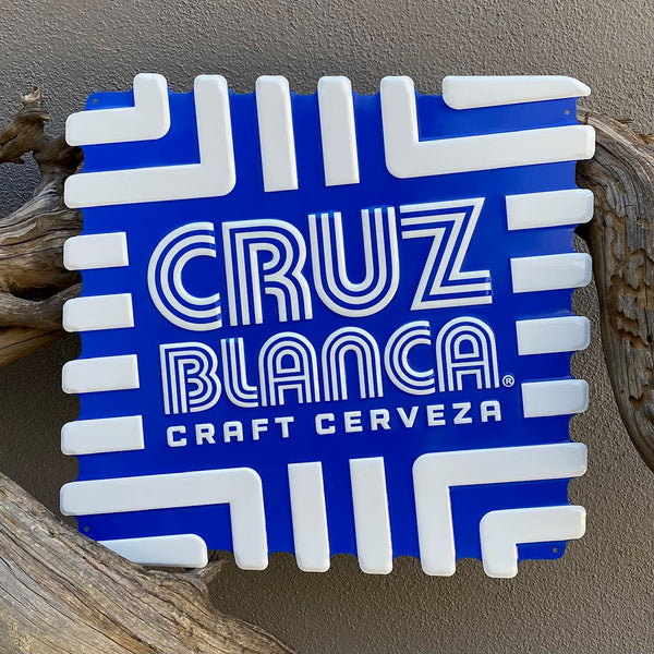 Cruz Blanca Brewery Craft Cerveza Tin Tacker Metal Beer Sign Tin Tackers