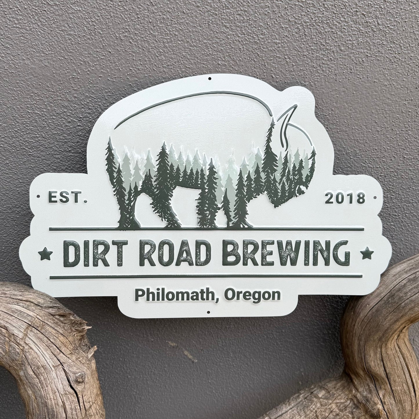 Dirt Road Brewing Co Collectible Tin Tacker Metal Beer Sign: Pine Bison Edition
