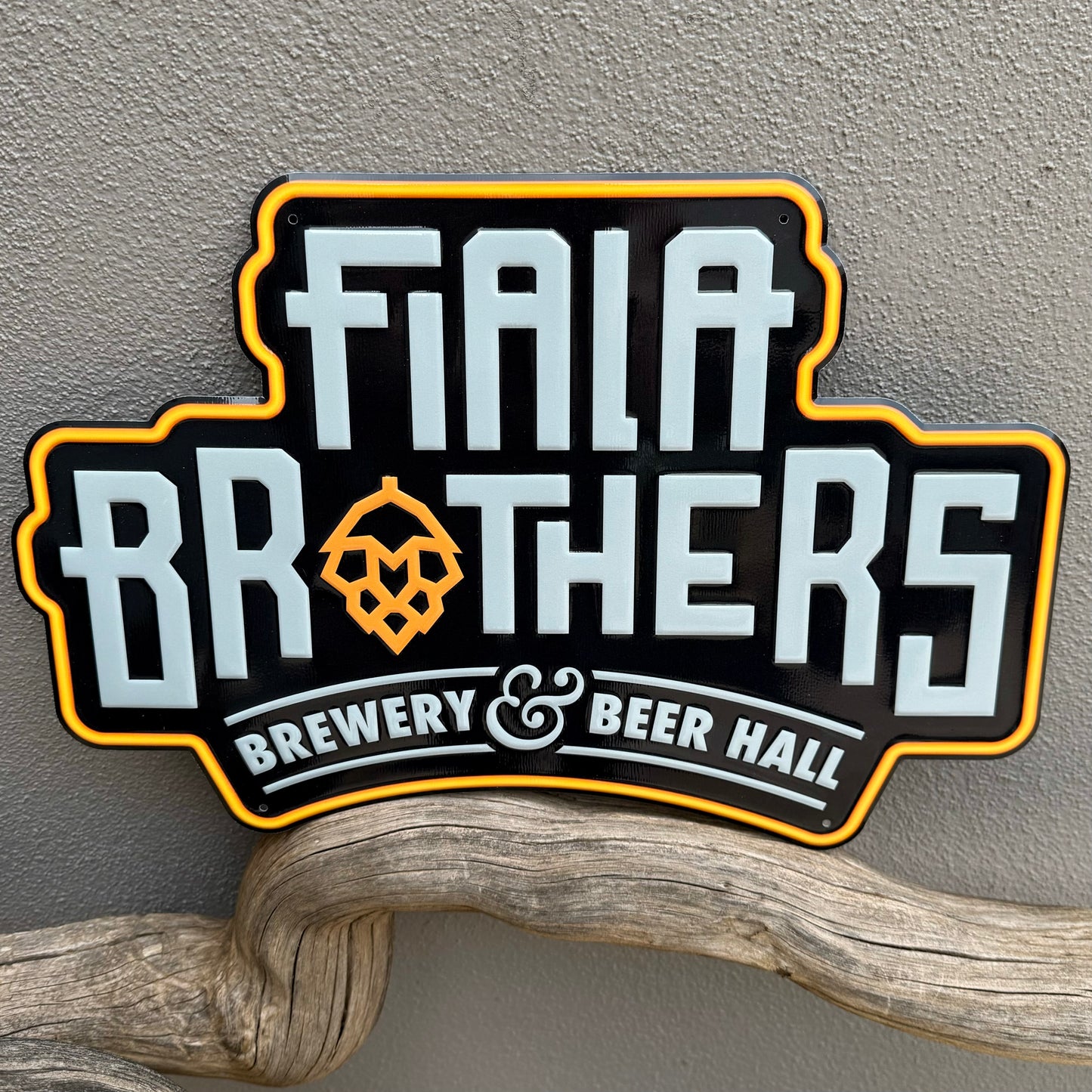 Fiala Brothers Brewery & Beer Hall Tin Tacker Metal Beer Sign