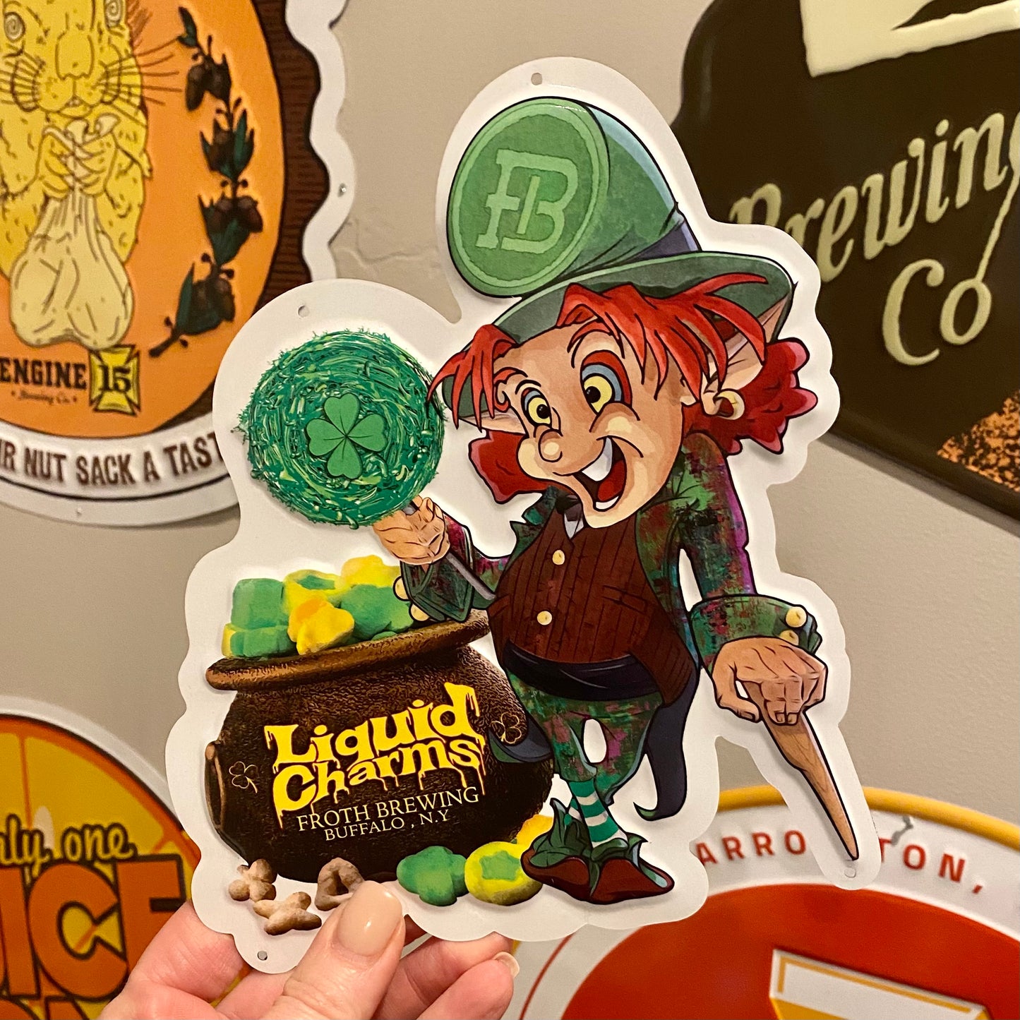 Froth Brewing Co "Liquid Charms" Mini Tacker Collectible Beer Sign Tin Tacker