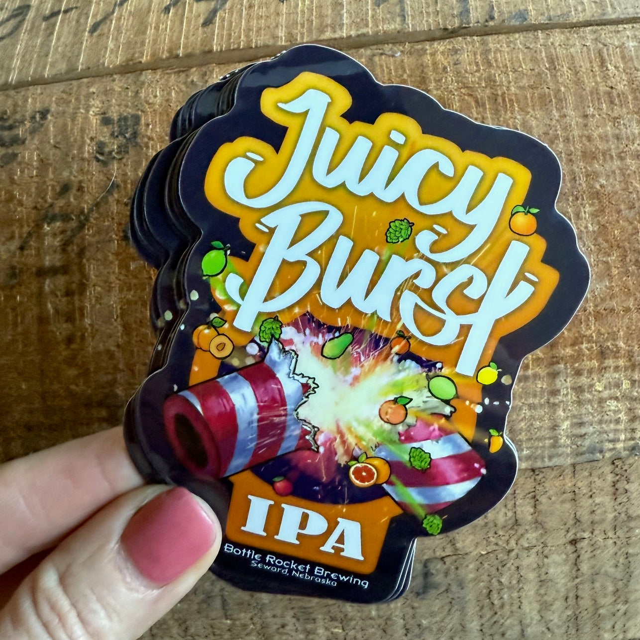 Juicy Burst IPA Bottle Rocket Brewing Co Brewery Sticker