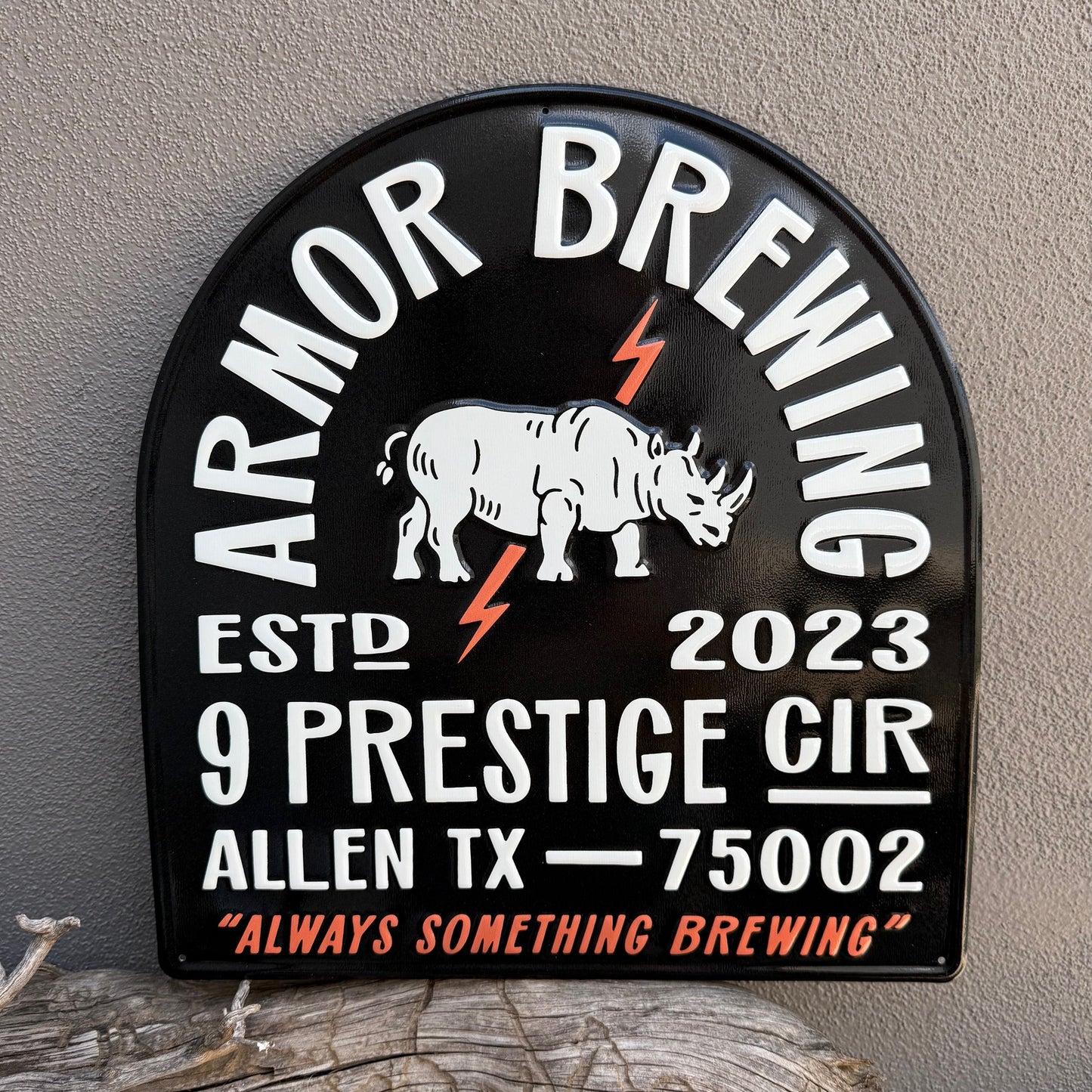 Armor Brewing Co Rhino Tin Tacker Collectible Metal Beer Sign