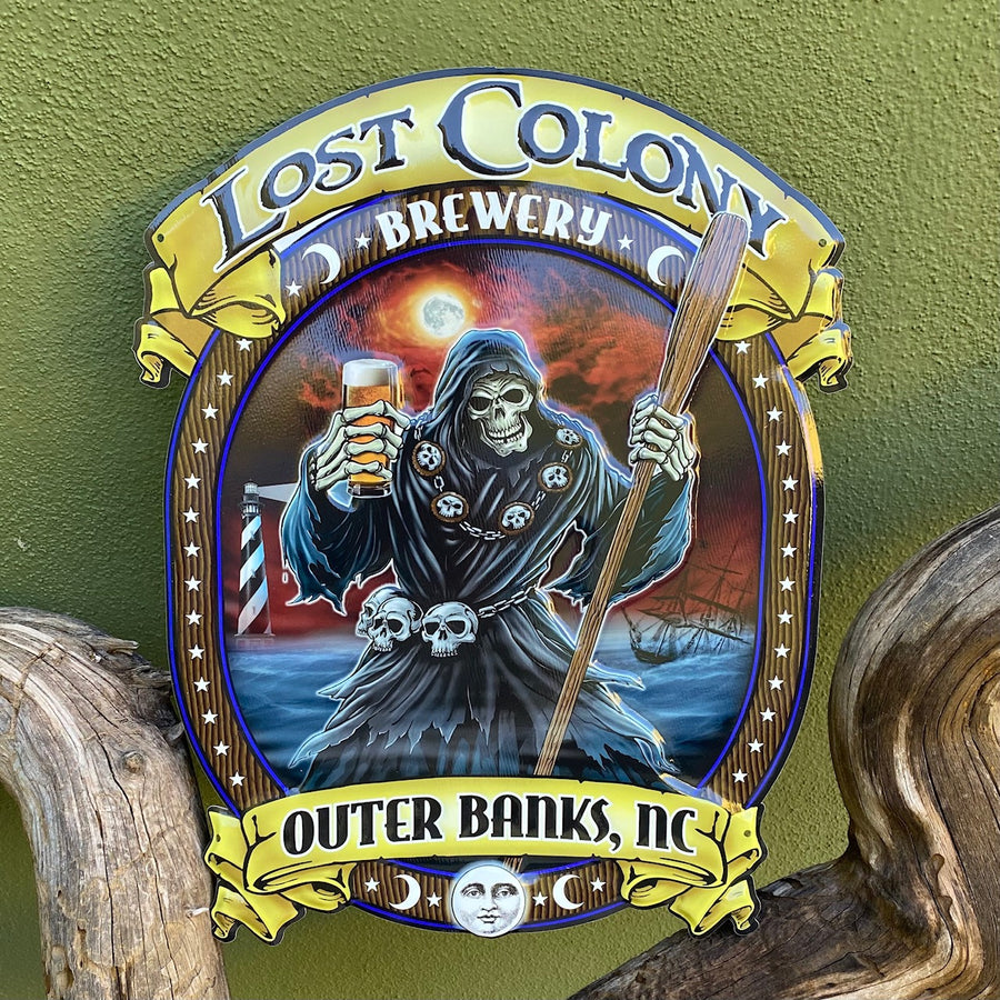 Lost Colony Brewery Outer Banks Tin Tacker Metal Beer Sign