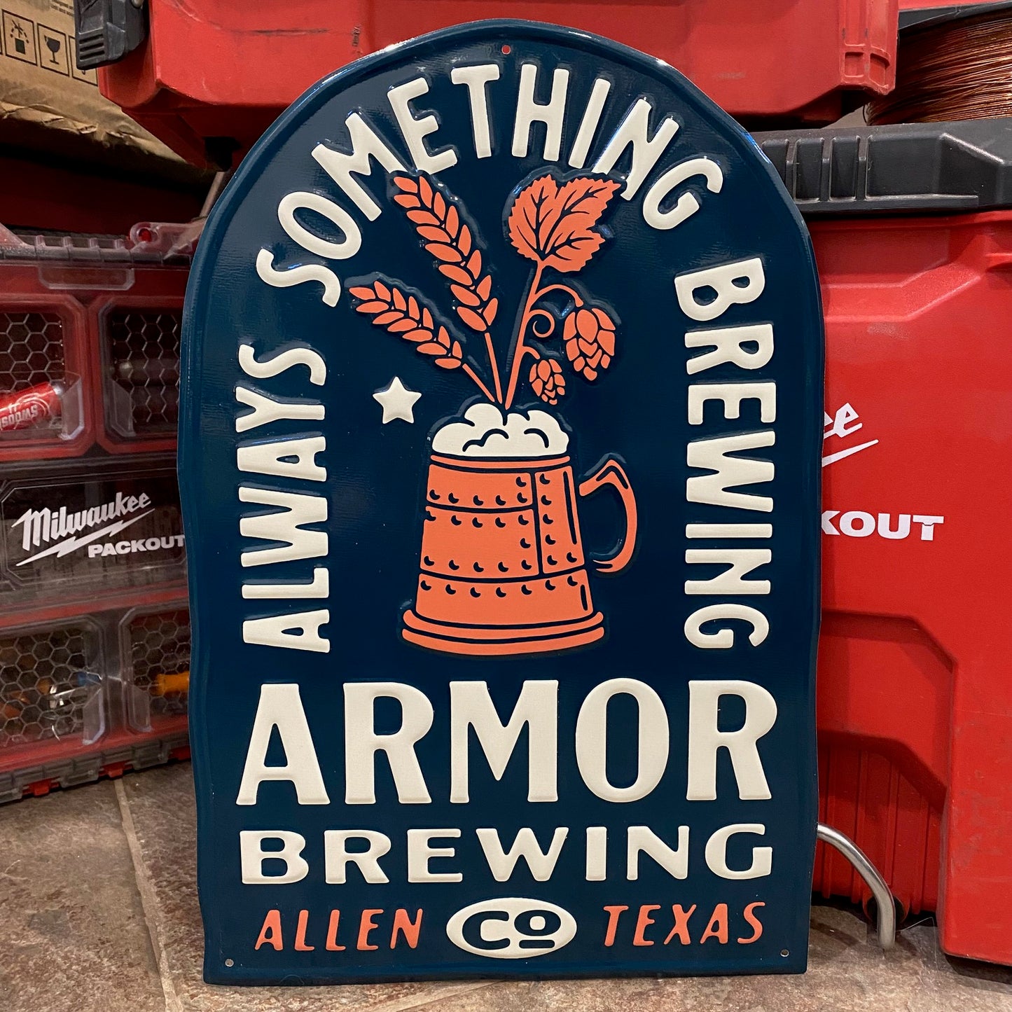 Armor Brewing Co Logo Tin Tacker Metal Beer Sign
