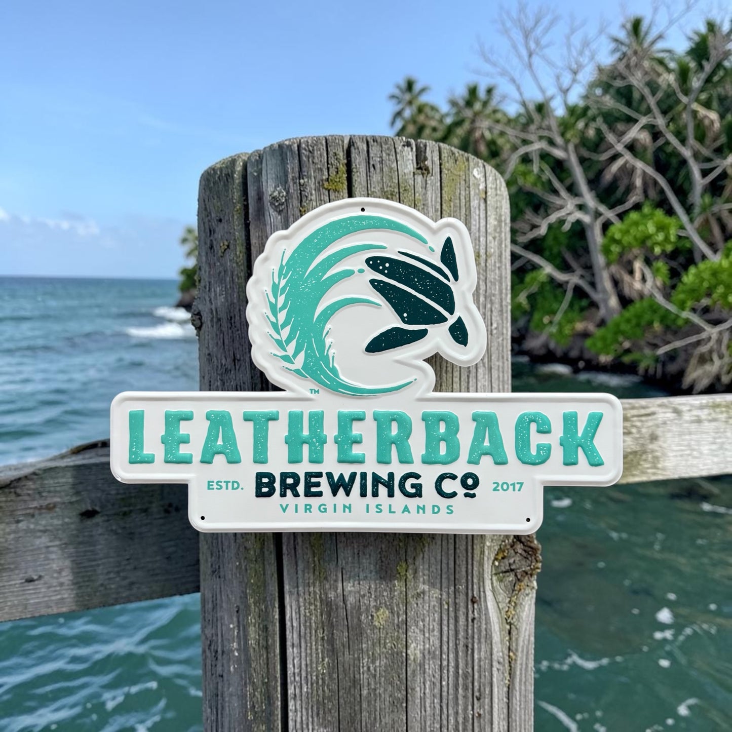 Leatherback Brewing Co Collectible Tin Tacker Metal Beer Sign