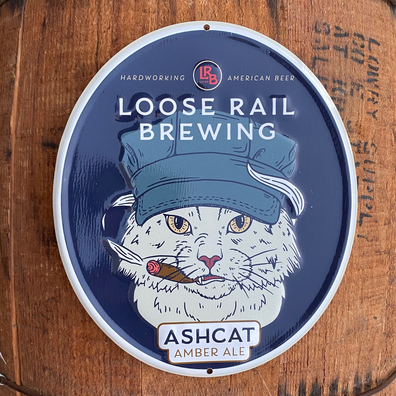 Loose Rail Brewing Co "Ashcat" Mini Tacker Collectible Beer Sign Tin Tacker