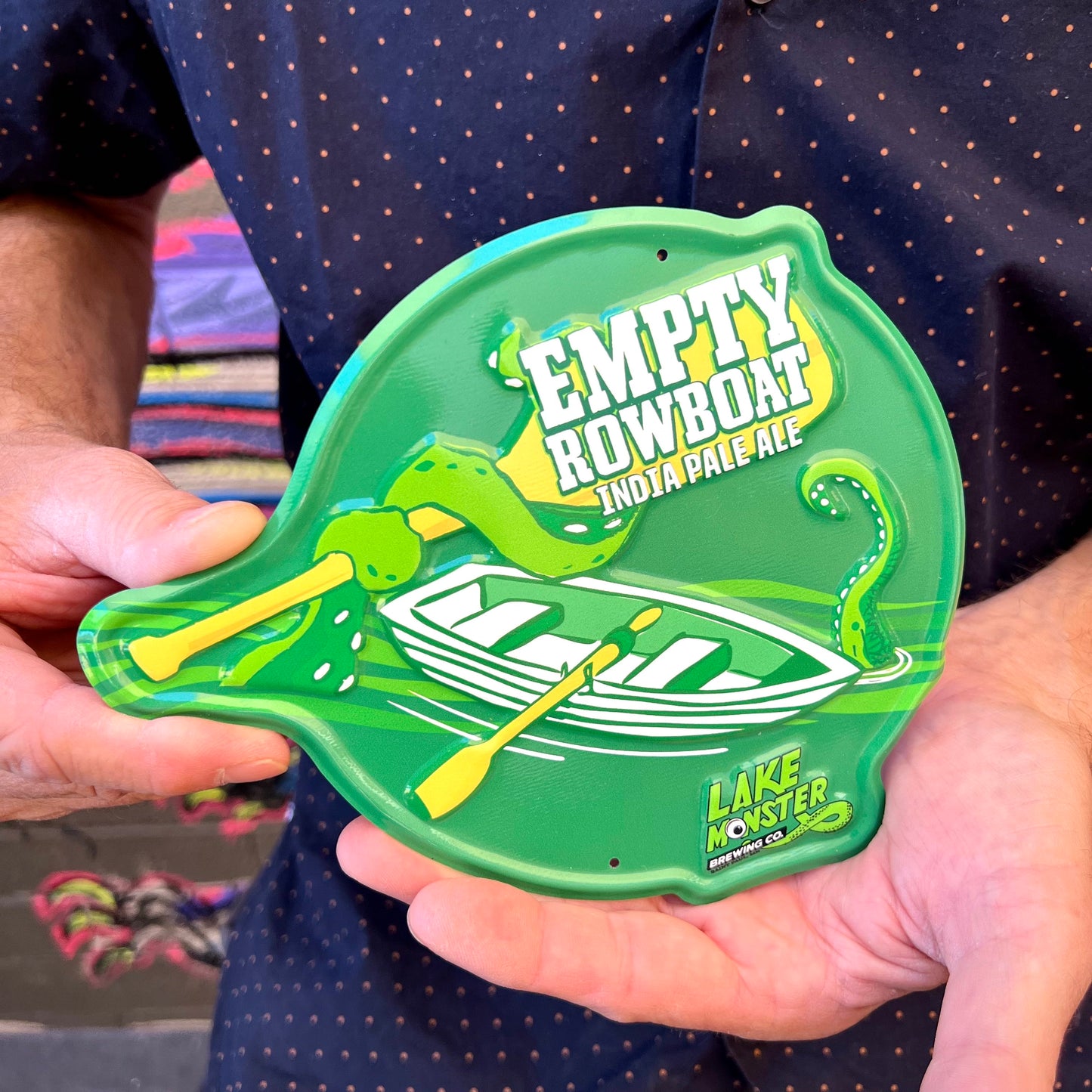 Lake Monster Brewing Co "Empty Rowboat" Mini Tacker Collectible Beer Sign Tin Tacker