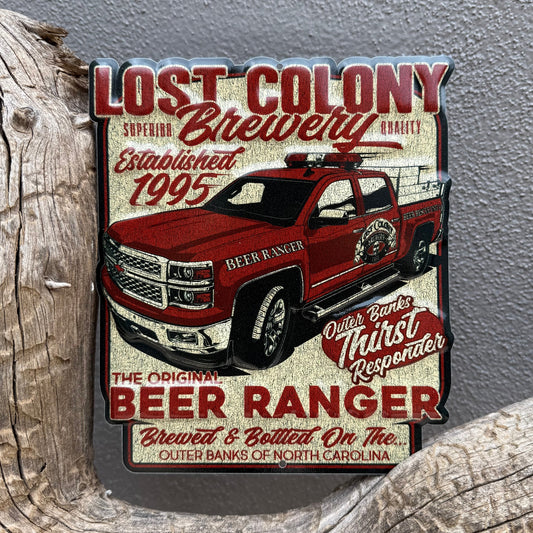 Lost Colony Brewery "Beer Ranger" Mini Tacker Collectible Beer Sign Tin Tacker