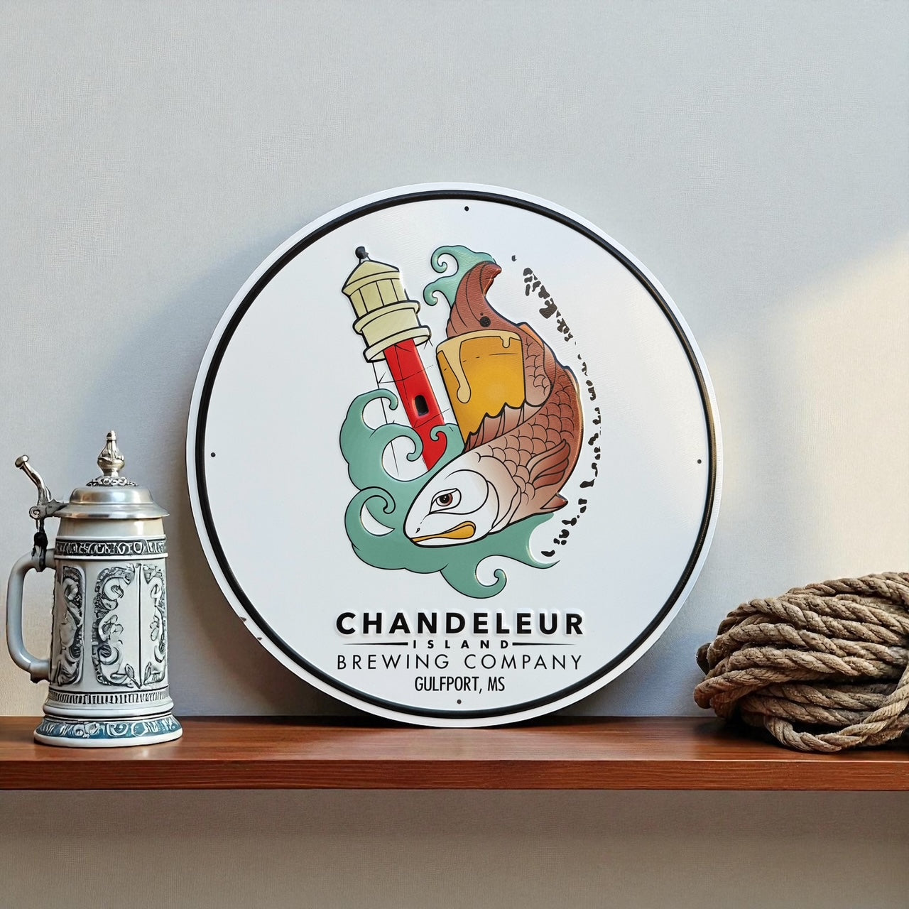 Chandeleur Brewing Co Collectible Tin Tacker Metal Beer Sign