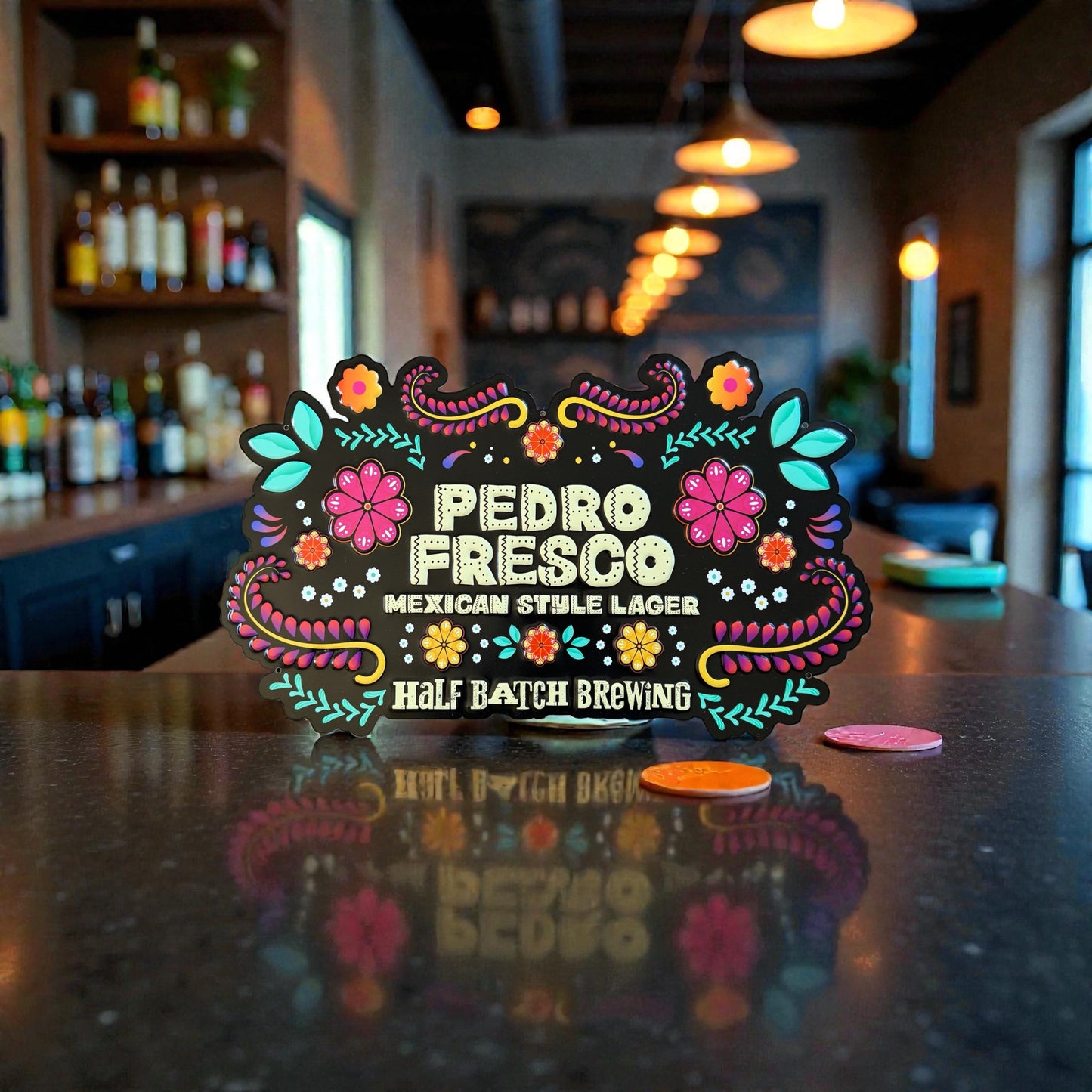 Half Batch Brewing Co "Pedro Fresco" Collectible Tin Tacker Metal Beer Sign