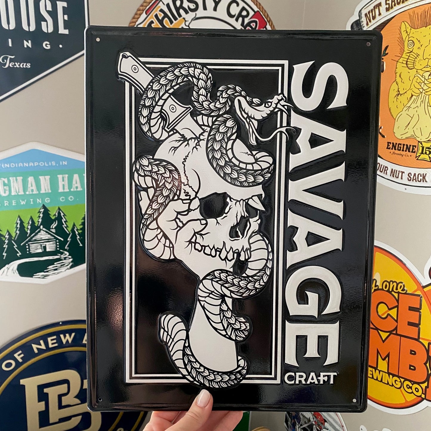 Savage Craft Ale Works Collectible Tin Tacker Metal Beer Sign