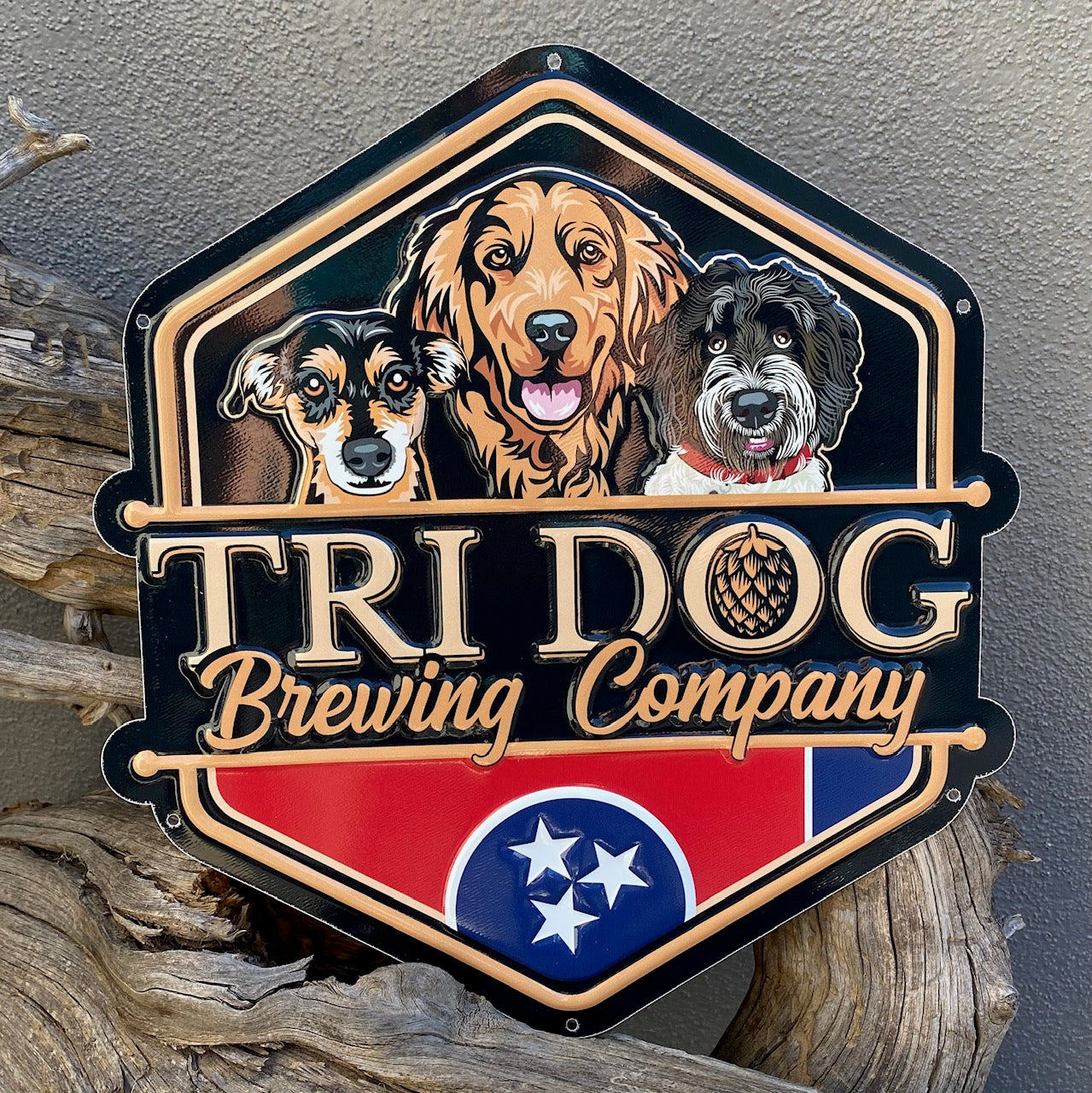 Tri Dog Brewing Co Tin Tacker Collectible Metal Beer Sign