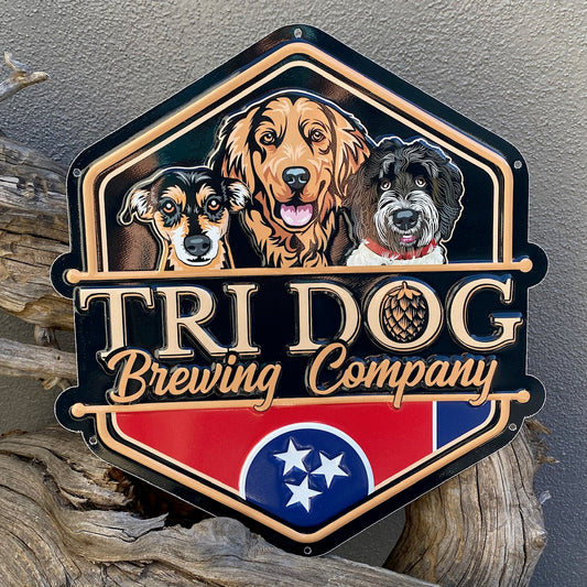 Tri Dog Brewing Co Tin Tacker Collectible Metal Beer Sign