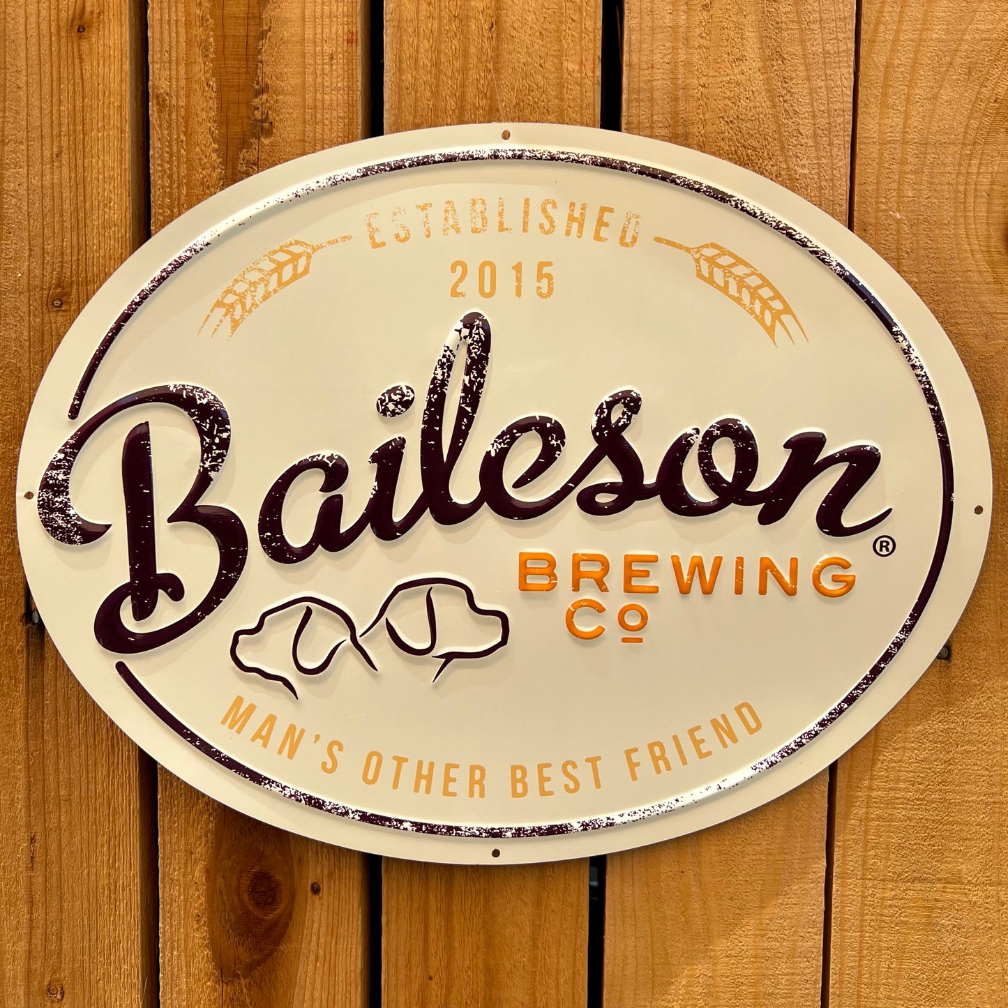 Baileson Brewing Co "Man's Other Best Friend" Collectible Tin Tacker Metal Beer Sign