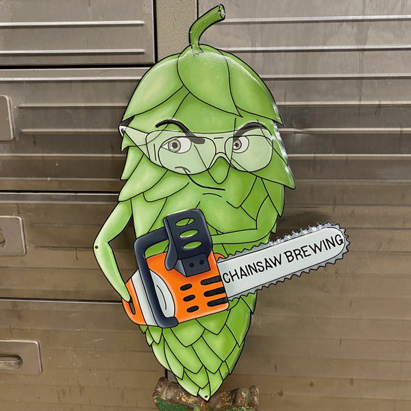 Chainsaw Brewing Co Tin Tacker Metal Beer Sign Tin Tackers