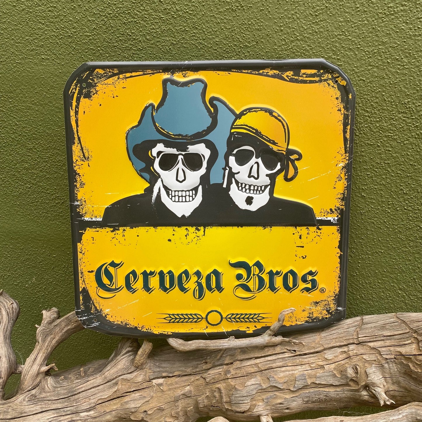 Cerveza Bros. Tin Tacker Collectible Metal Beer Sign