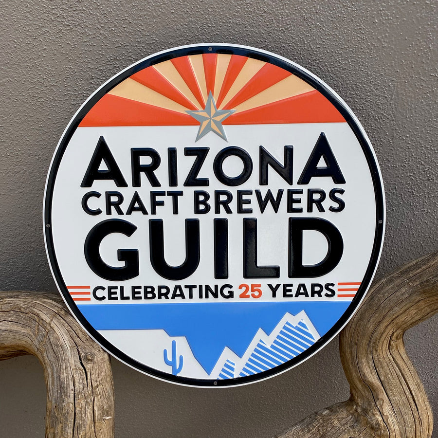 Arizona Craft Brewers Guild "Celebrating 25 Years" Tin Tacker Metal Beer Sign