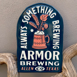 Armor Brewing Co Logo Tin Tacker Metal Beer Sign