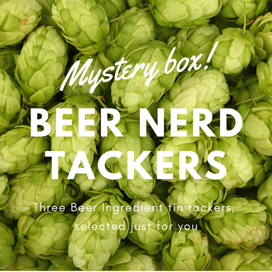 Beer Nerd Mystery Box: Set of 3 Collectible Brewing Ingredient Tin Tackers