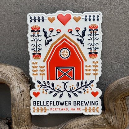 Belleflower Brewing Co Barn Tin Tacker Metal Beer Sign