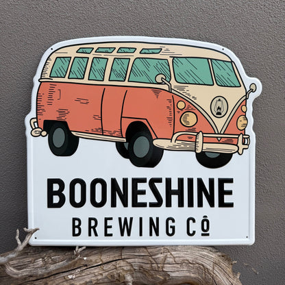 Booneshine Brewing Co Retro Van Bus Tin Tacker Collectible Metal Beer Sign