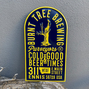 Burnt Tree Brewing Co Logo Tin Tacker Metal Beer Sign