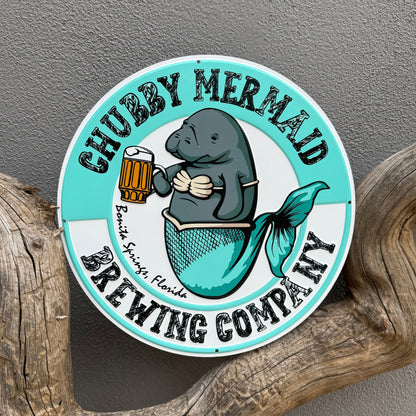 Chubby Mermaid Brewing Co Collectible Tin Tacker Metal Beer Sign