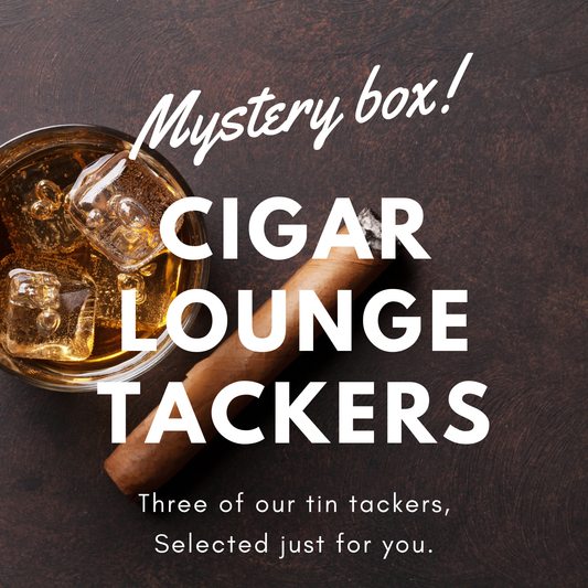 Cigar Lounge Tin Tackers Mystery Box: Set of 3 Collectible Signs