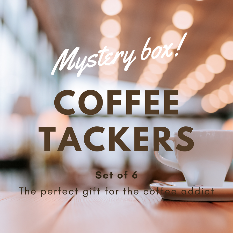 Mystery Coffee Tacker Box: Set of 6 Coffee Tin Tackers