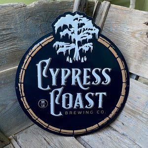 Cypress Coast Tin Tacker Metal Beer Sign