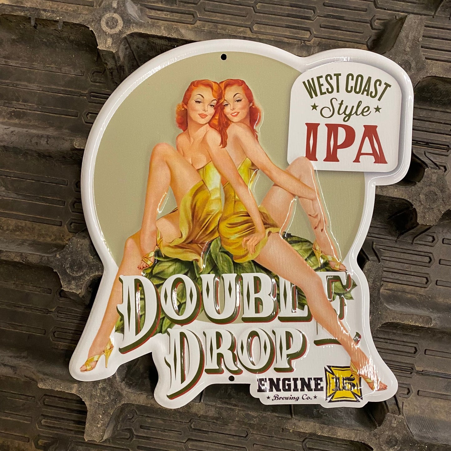 Engine 15 Brewing Co "Double Drop" Mini Tacker Collectible Beer Sign Tin Tacker
