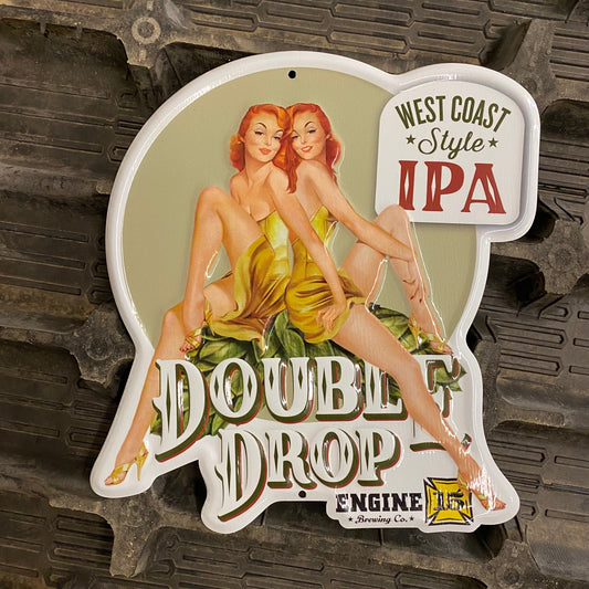 Engine 15 Brewing Co "Double Drop" Mini Tacker Collectible Beer Sign Tin Tacker