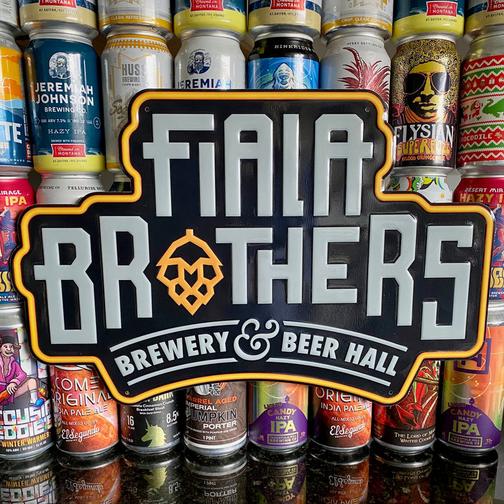 Fiala Brothers Brewery & Beer Hall Tin Tacker Metal Beer Sign