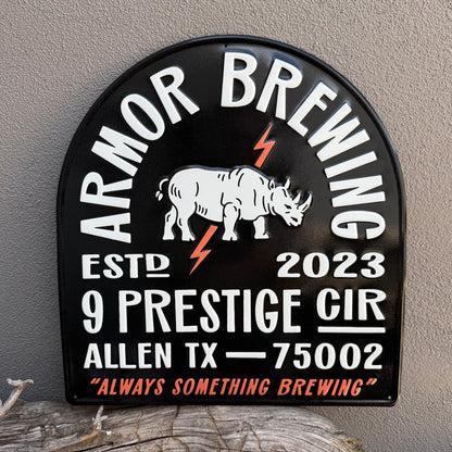 Armor Brewing Co Rhino Tin Tacker Collectible Metal Beer Sign