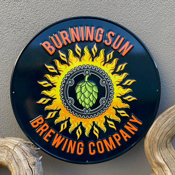 Burning Sun Brewing Co Tin Tacker Metal Beer Sign