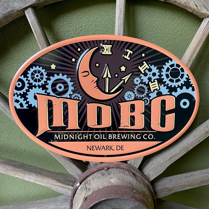 Midnight Oil Brewing Co Tin Tacker Metal Beer Sign