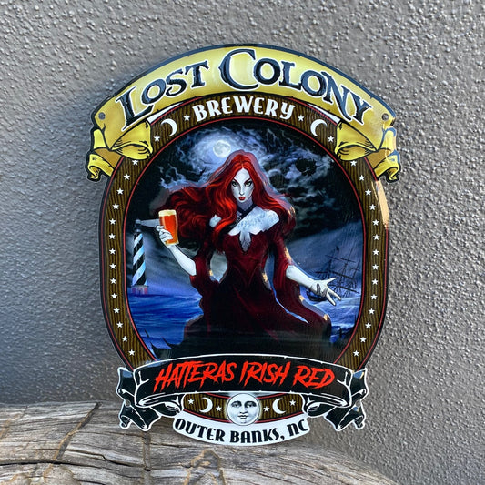Lost Colony Brewery "Hatteras Irish Red" Mini Tacker Collectible Beer Sign Tin Tacker
