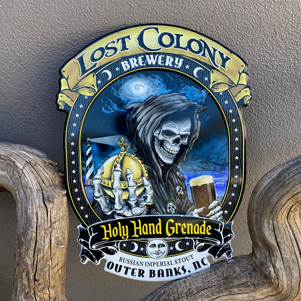 コリンシアン Tiger Beer ハッセルバインク　希少品 レア Lost Colony Brewery Holy Hand Grenade Tin Tacker Metal Beer Sign