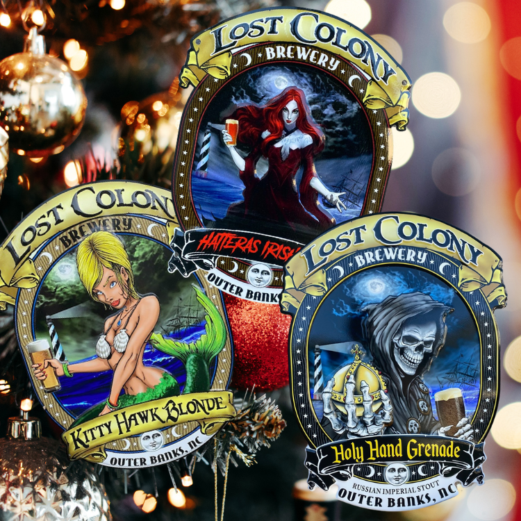 The Lost Colony Trio: Set of 3 Lost Colony Brewery Tin Tacker Metal Beer Signs