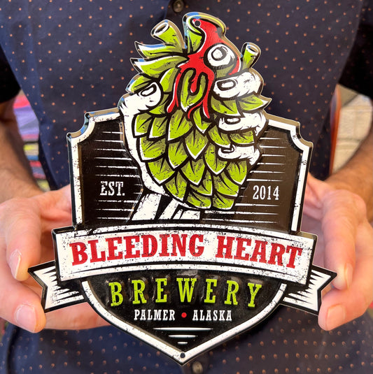 Bleeding Heart Brewery Mini Tacker Collectible Beer Sign Tin Tacker
