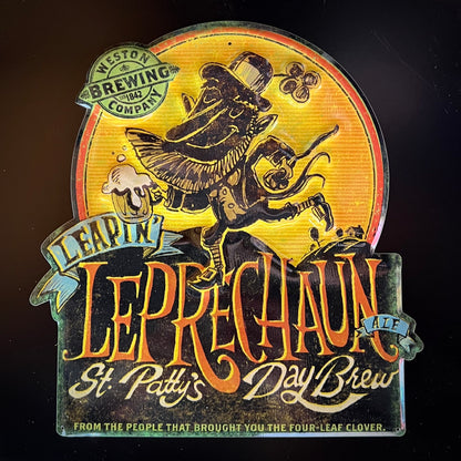 Weston Brewing Co "Leapin' Leprechaun" Mini Tacker Collectible Beer Sign Tin Tacker