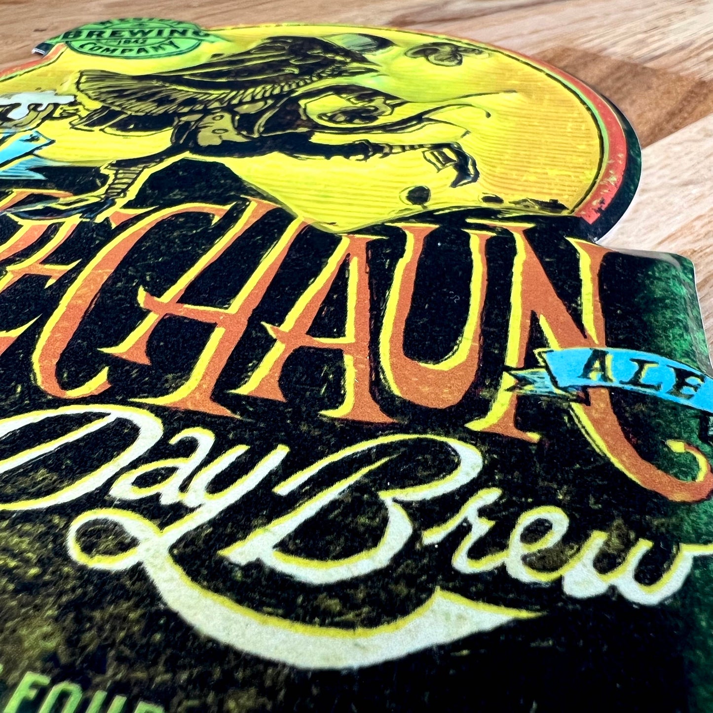 Weston Brewing Co "Leapin' Leprechaun" Mini Tacker Collectible Beer Sign Tin Tacker