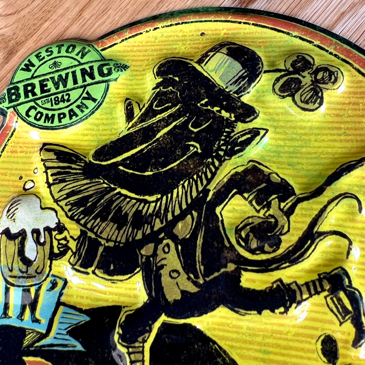 Weston Brewing Co "Leapin' Leprechaun" Mini Tacker Collectible Beer Sign Tin Tacker