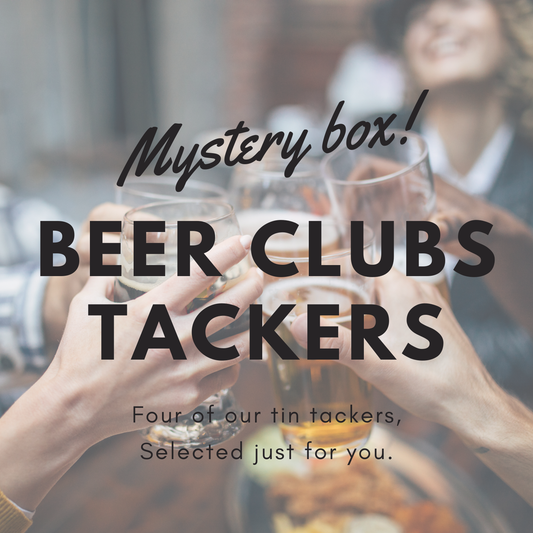 Beer Clubs Tin Tackers Mystery Box: Set of 4 Collectible Beer Signs