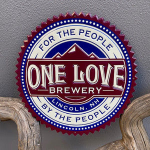 One Love Brewery Tin Tacker Metal Beer Sign