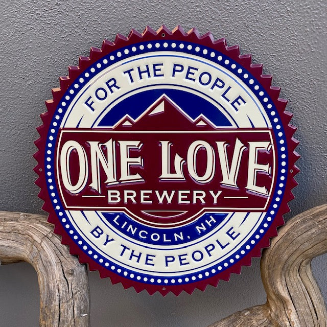 One Love Brewery Tin Tacker Metal Beer Sign