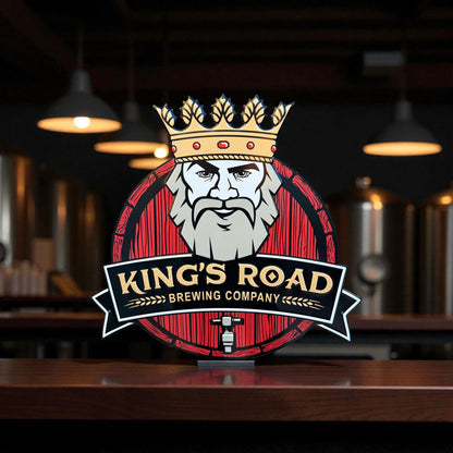King's Road Brewing Co Logo Tin Tacker Metal Beer Sign