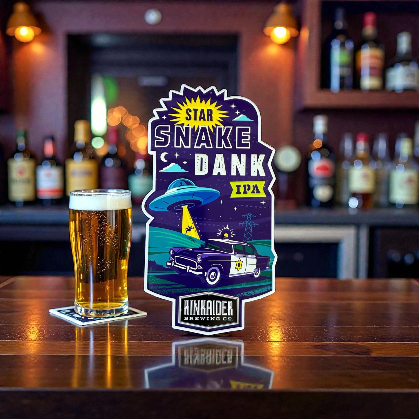 Kinkaider Brewing Co Star Snake Dank IPA Collectible Tin Tacker Metal Beer Sign